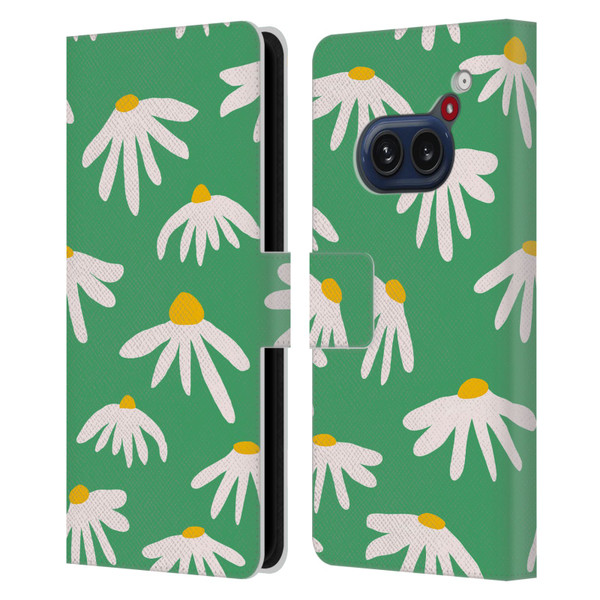 Ninola Colourful Prints Green Daisies Leather Book Wallet Case Cover For Nothing Phone (2a)