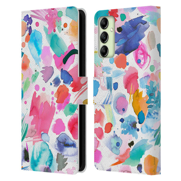 Ninola Colourful Prints Pink Scribbles Leather Book Wallet Case Cover For Samsung Galaxy A14 5G