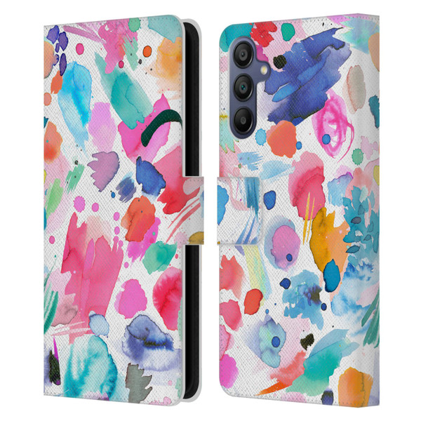 Ninola Colourful Prints Pink Scribbles Leather Book Wallet Case Cover For Samsung Galaxy A15