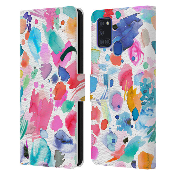 Ninola Colourful Prints Pink Scribbles Leather Book Wallet Case Cover For Samsung Galaxy A21s (2020)