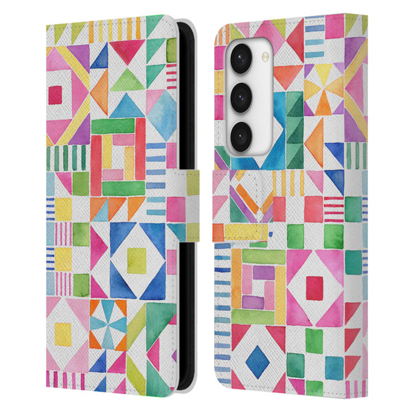 Ninola Colourful Prints Geometric Patchwork Leather Book Wallet Case Cover For Samsung Galaxy S23 5G