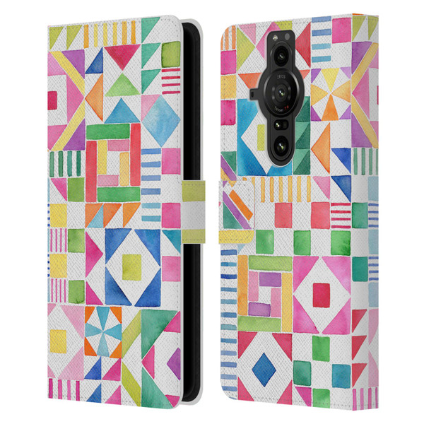 Ninola Colourful Prints Geometric Patchwork Leather Book Wallet Case Cover For Sony Xperia Pro-I