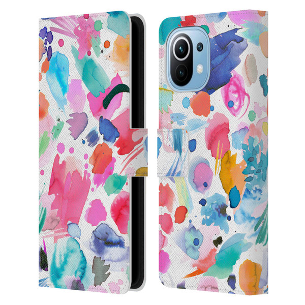 Ninola Colourful Prints Pink Scribbles Leather Book Wallet Case Cover For Xiaomi Mi 11