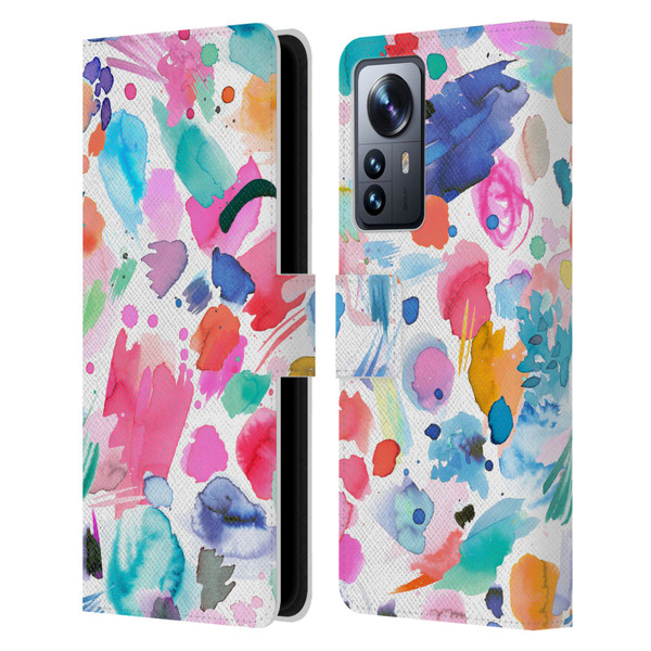 Ninola Colourful Prints Pink Scribbles Leather Book Wallet Case Cover For Xiaomi 12 Pro