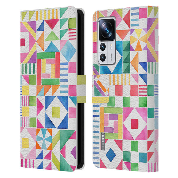 Ninola Colourful Prints Geometric Patchwork Leather Book Wallet Case Cover For Xiaomi 12T Pro