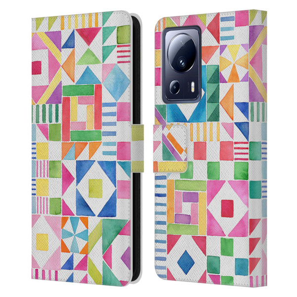Ninola Colourful Prints Geometric Patchwork Leather Book Wallet Case Cover For Xiaomi 13 Lite 5G