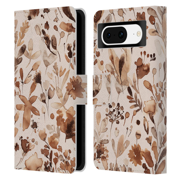 Ninola Flower Patterns Rustic Floral Terracotta Leather Book Wallet Case Cover For Google Pixel 8