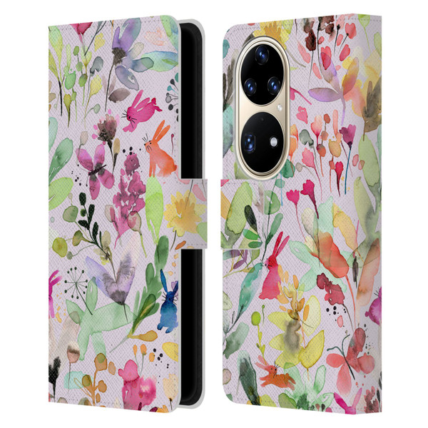 Ninola Flower Patterns Meadow Leather Book Wallet Case Cover For Huawei P50 Pro