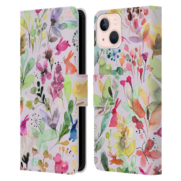 Ninola Flower Patterns Meadow Leather Book Wallet Case Cover For Apple iPhone 13