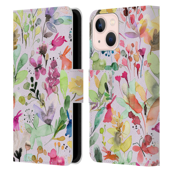 Ninola Flower Patterns Meadow Leather Book Wallet Case Cover For Apple iPhone 13 Mini