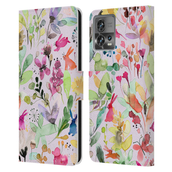 Ninola Flower Patterns Meadow Leather Book Wallet Case Cover For Motorola Moto Edge 30 Fusion