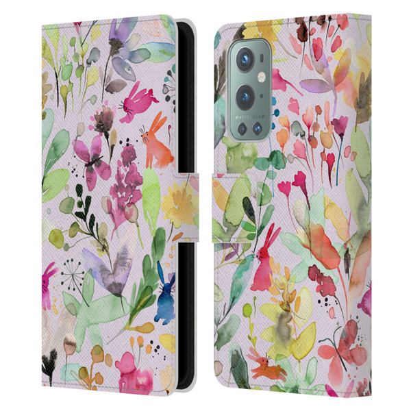 Ninola Flower Patterns Meadow Leather Book Wallet Case Cover For OnePlus 9