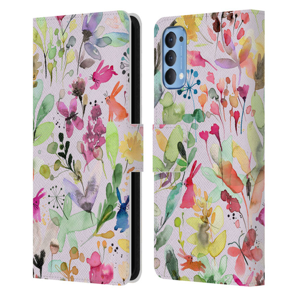 Ninola Flower Patterns Meadow Leather Book Wallet Case Cover For OPPO Reno 4 5G
