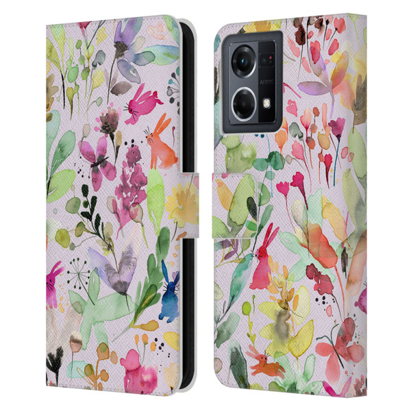 Ninola Flower Patterns Meadow Leather Book Wallet Case Cover For OPPO Reno8 4G