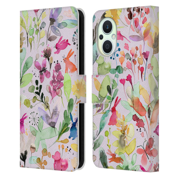 Ninola Flower Patterns Meadow Leather Book Wallet Case Cover For OPPO Reno8 Lite