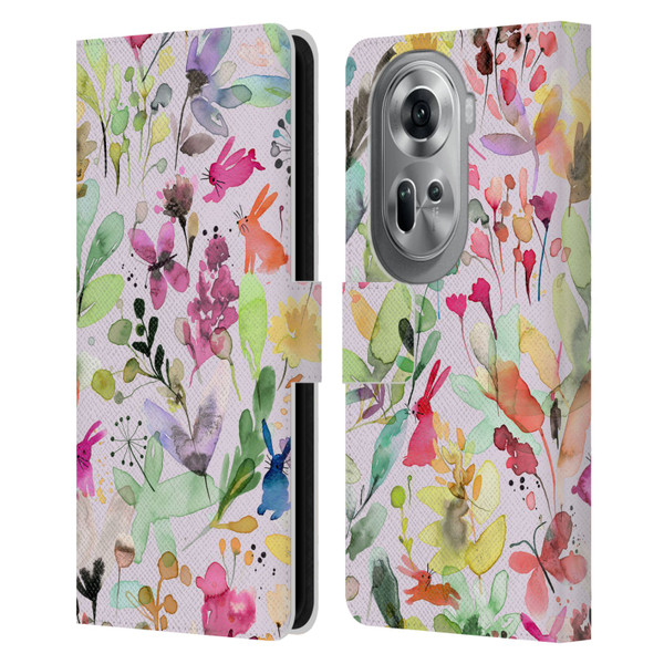 Ninola Flower Patterns Meadow Leather Book Wallet Case Cover For OPPO Reno11 Pro