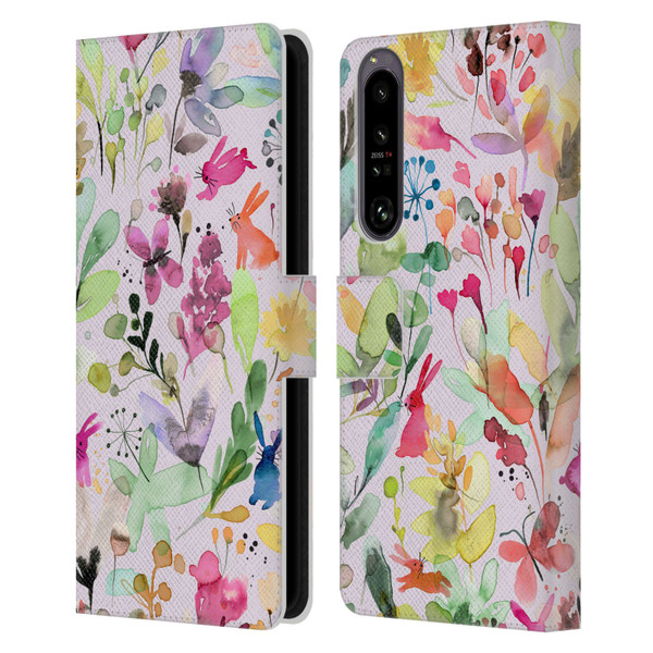 Ninola Flower Patterns Meadow Leather Book Wallet Case Cover For Sony Xperia 1 IV