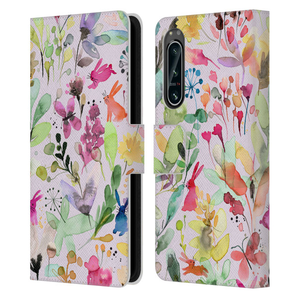 Ninola Flower Patterns Meadow Leather Book Wallet Case Cover For Sony Xperia 5 IV