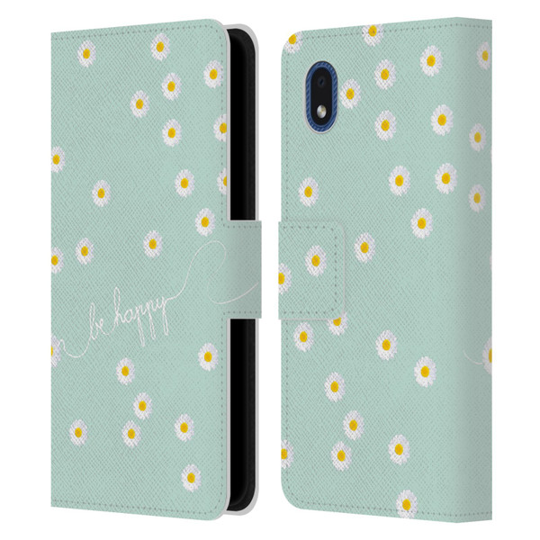 Monika Strigel Happy Daisy Mint Leather Book Wallet Case Cover For Samsung Galaxy A01 Core (2020)