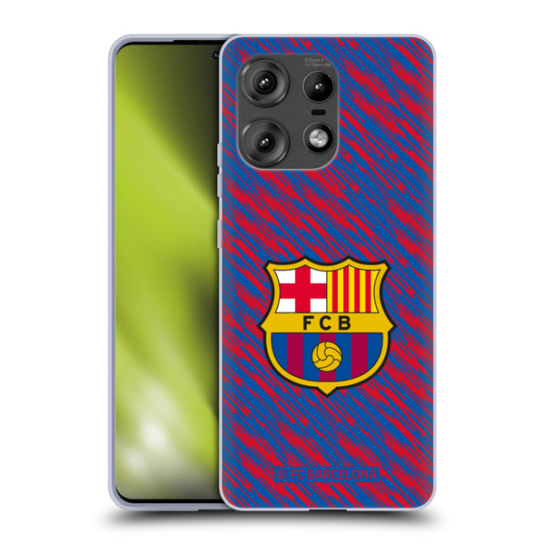 FC Barcelona Crest Patterns Glitch Soft Gel Case for Motorola Edge 50 Pro