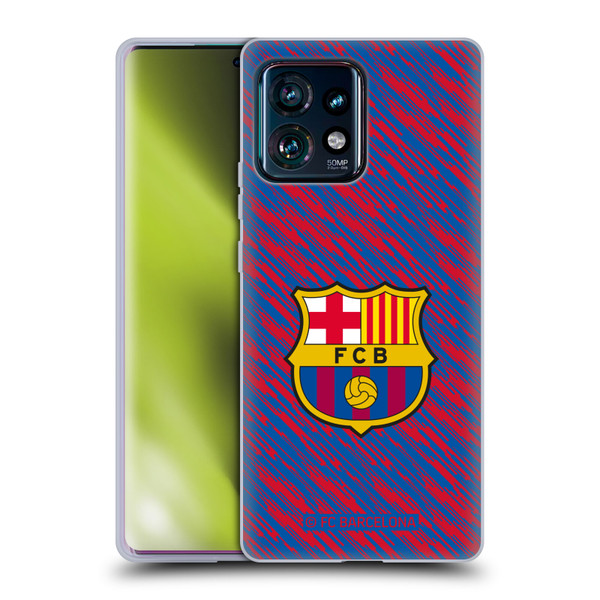 FC Barcelona Crest Patterns Glitch Soft Gel Case for Motorola Edge Plus 2023