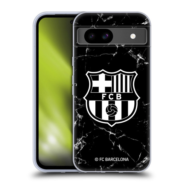 FC Barcelona Crest Patterns Black Marble Soft Gel Case for Google Pixel 8a