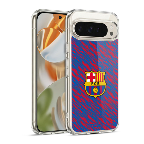 FC Barcelona Crest Patterns Glitch Soft Gel Case for Google Pixel 9 / Pixel 9 Pro