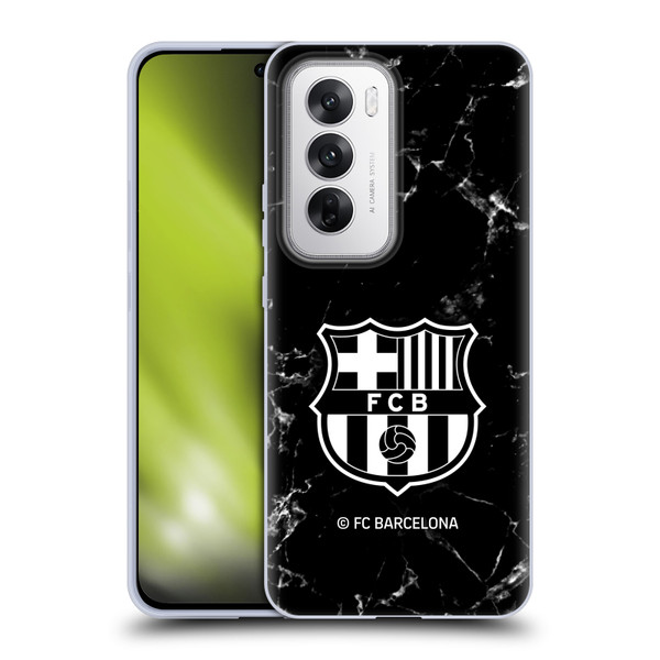 FC Barcelona Crest Patterns Black Marble Soft Gel Case for OPPO Reno12 5G