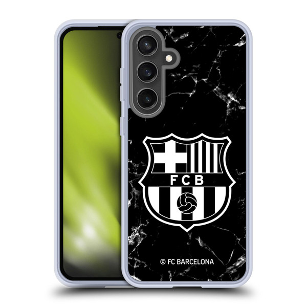 FC Barcelona Crest Patterns Black Marble Soft Gel Case for Samsung Galaxy S24 FE & MagSafe