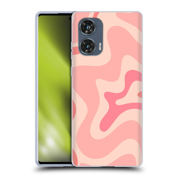 Kierkegaard Design Studio Retro Abstract Patterns Soft Pink Liquid Swirl Soft Gel Case for Motorola Edge 50 Fusion