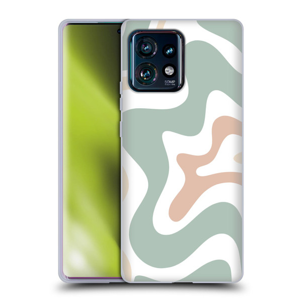 Kierkegaard Design Studio Retro Abstract Patterns Celadon Sage Swirl Soft Gel Case for Motorola Edge Plus 2023