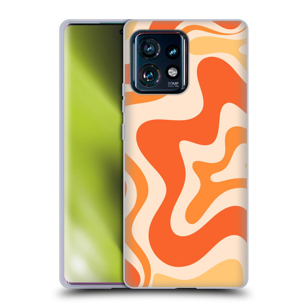 Kierkegaard Design Studio Retro Abstract Patterns Tangerine Orange Tone Soft Gel Case for Motorola Edge Plus 2023