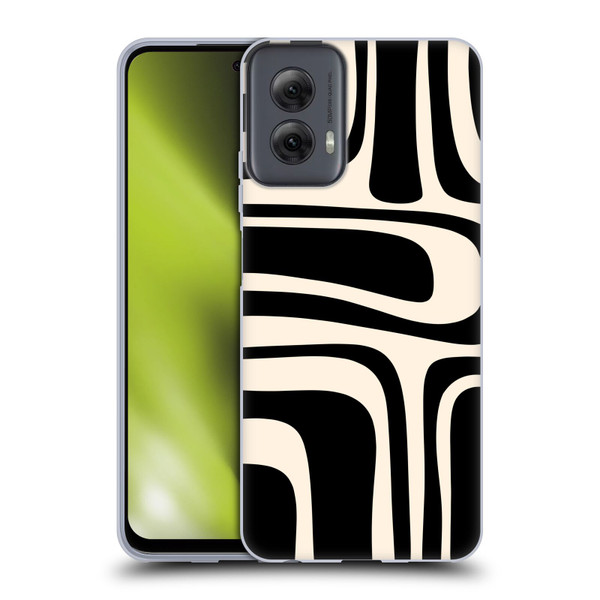 Kierkegaard Design Studio Retro Abstract Patterns Palm Springs Black Cream Soft Gel Case for Motorola Moto G Power (2024)
