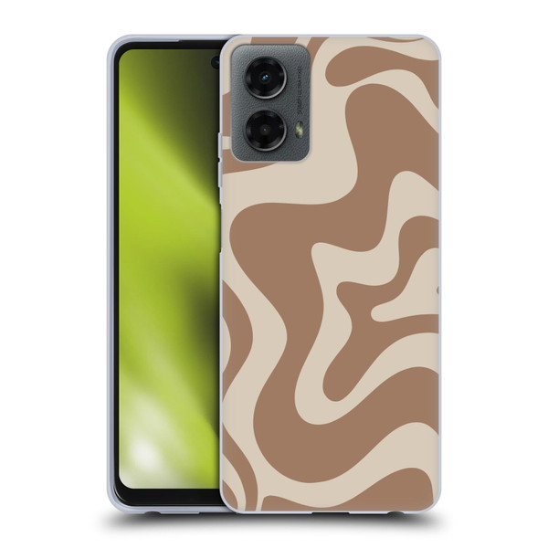 Kierkegaard Design Studio Retro Abstract Patterns Milk Brown Beige Swirl Soft Gel Case for Motorola Moto G (2024)