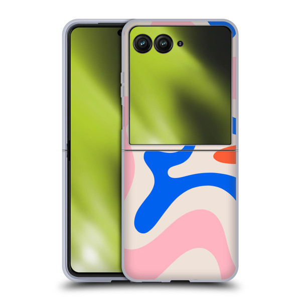 Kierkegaard Design Studio Retro Abstract Patterns Pink Blue Orange Swirl Soft Gel Case for Motorola Razr 50 Ultra
