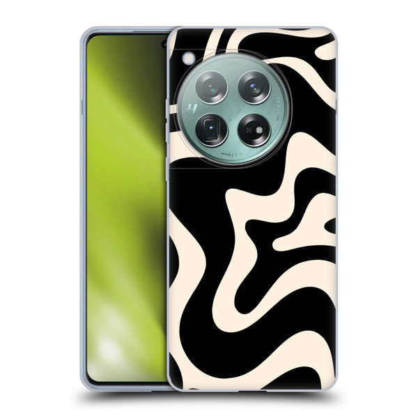 Kierkegaard Design Studio Retro Abstract Patterns Black Almond Cream Swirl Soft Gel Case for OnePlus 12