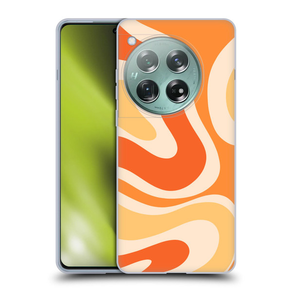 Kierkegaard Design Studio Retro Abstract Patterns Modern Orange Tangerine Swirl Soft Gel Case for OnePlus 12