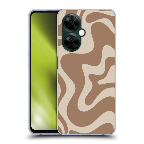 Kierkegaard Design Studio Retro Abstract Patterns Milk Brown Beige Swirl Soft Gel Case for OnePlus Nord N30