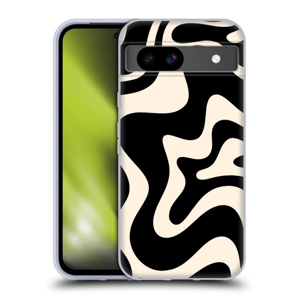 Kierkegaard Design Studio Retro Abstract Patterns Black Almond Cream Swirl Soft Gel Case for Google Pixel 8a