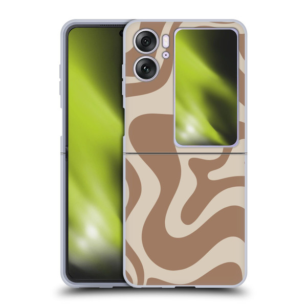 Kierkegaard Design Studio Retro Abstract Patterns Milk Brown Beige Swirl Soft Gel Case for OPPO Find N2 Flip