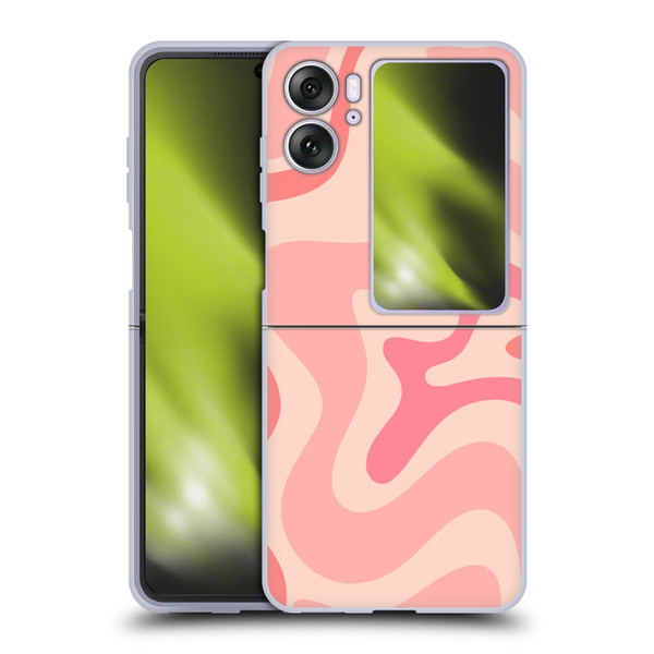 Kierkegaard Design Studio Retro Abstract Patterns Soft Pink Liquid Swirl Soft Gel Case for OPPO Find N2 Flip