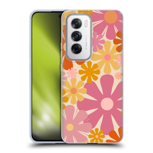 Kierkegaard Design Studio Retro Abstract Patterns Pink Orange Thulian Flowers Soft Gel Case for OPPO Reno12 5G