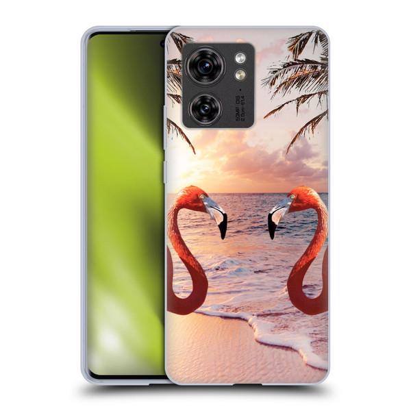 Random Galaxy Mixed Designs Flamingos & Palm Trees Soft Gel Case for Motorola Edge (2023)