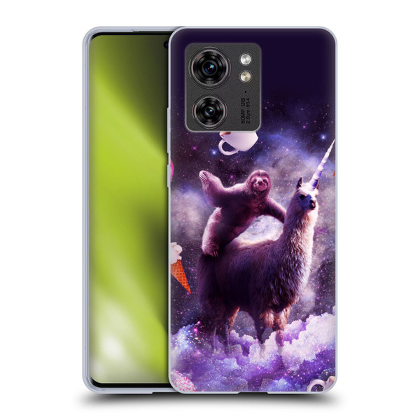 Random Galaxy Mixed Designs Sloth Riding Unicorn Soft Gel Case for Motorola Edge (2023)