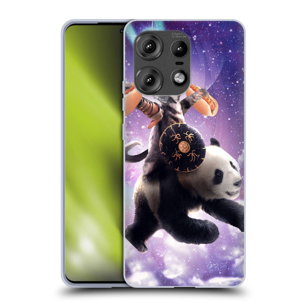 Random Galaxy Mixed Designs Warrior Cat Riding Panda Soft Gel Case for Motorola Edge 50 Pro