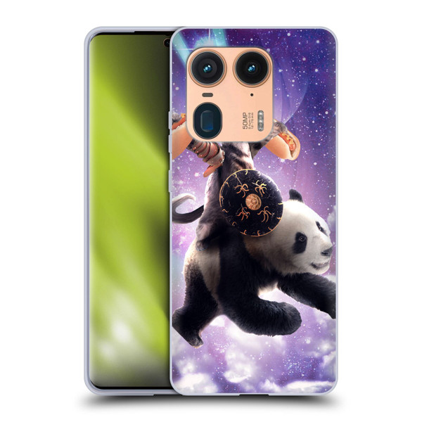 Random Galaxy Mixed Designs Warrior Cat Riding Panda Soft Gel Case for Motorola Edge 50 Ultra/X50 Ultra