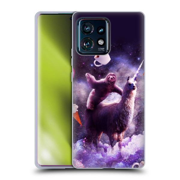 Random Galaxy Mixed Designs Sloth Riding Unicorn Soft Gel Case for Motorola Edge Plus 2023