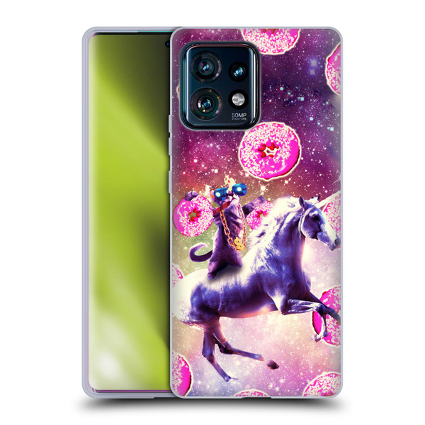 Random Galaxy Mixed Designs Thug Cat Riding Unicorn Soft Gel Case for Motorola Edge Plus 2023