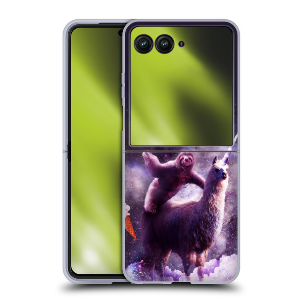 Random Galaxy Mixed Designs Sloth Riding Unicorn Soft Gel Case for Motorola Razr 50 Ultra