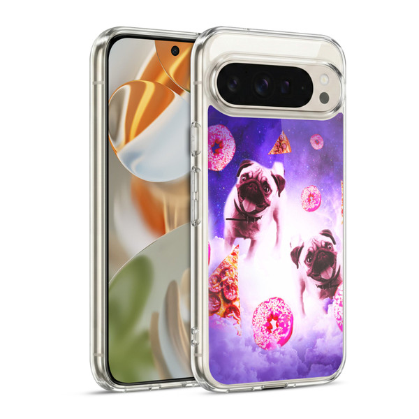 Random Galaxy Mixed Designs Pugs Pizza & Donut Soft Gel Case for Google Pixel 9 / Pixel 9 Pro
